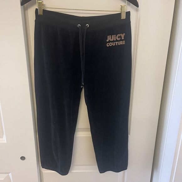 Juicy Couture Women's Y2K Black High-Waist Velour Velvet Jogger Pants Size S - Picture 5 of 11